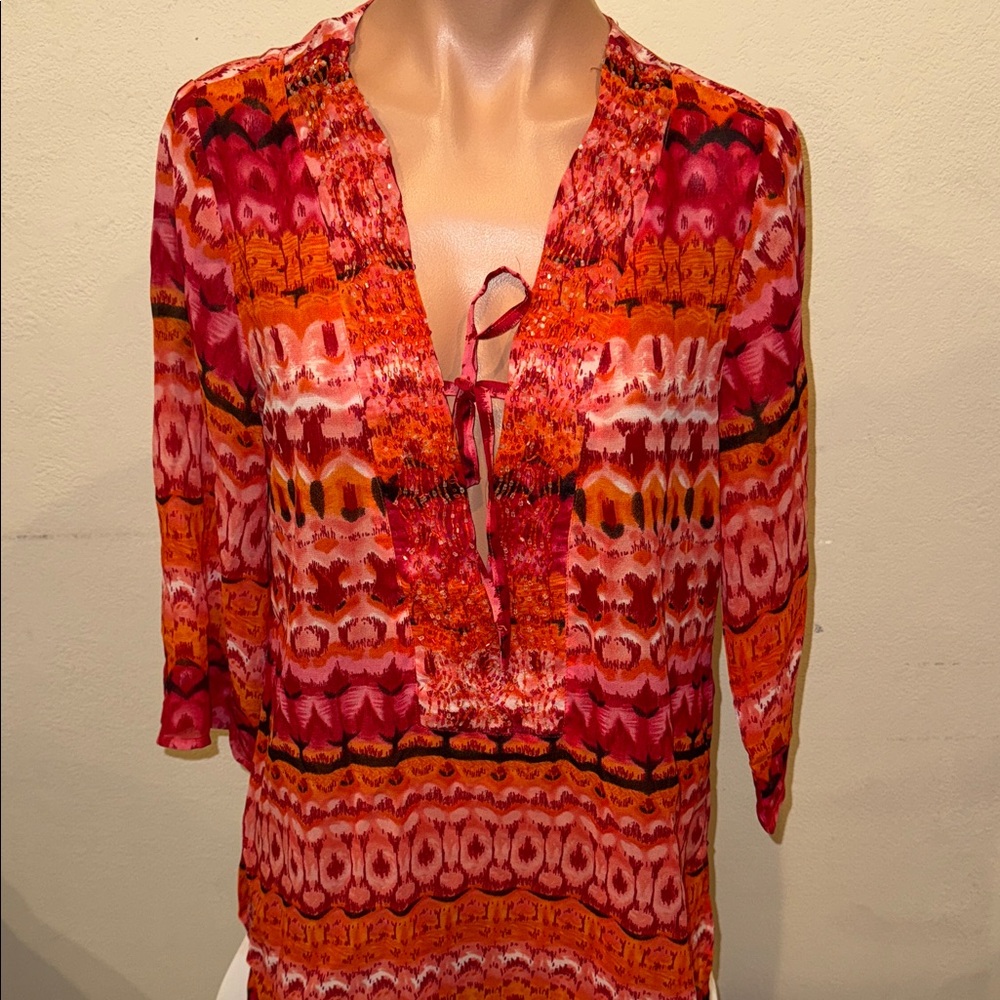 NWT Raviya bikini swimsuit cover up dress tunic size M coral